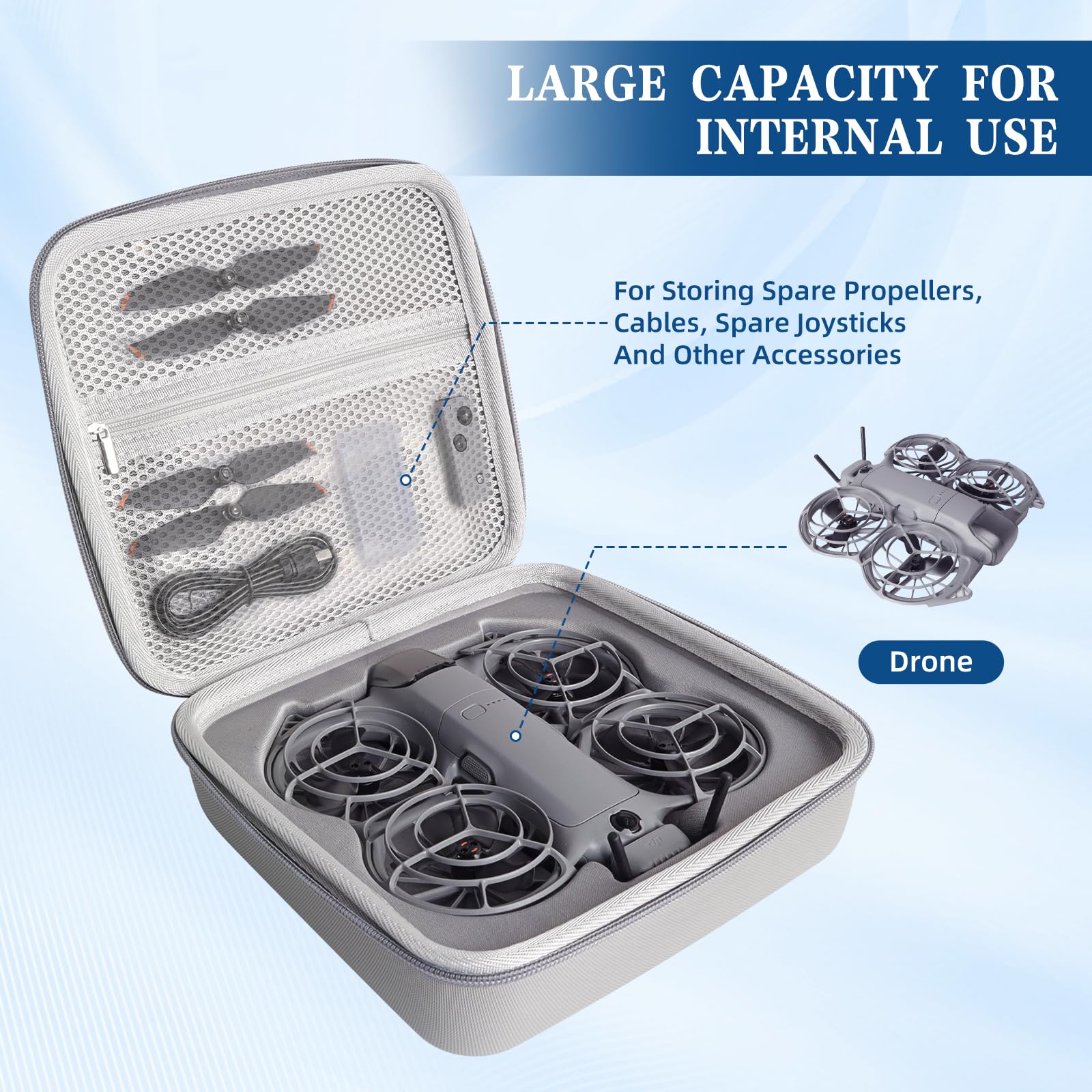 Custodia per DJI NEO 2, custodia per accessori DJI Neo Drone, antiurto e portatile, borsa per il trasporto di droni dispone di un vano batteria e adatto per riporre droni