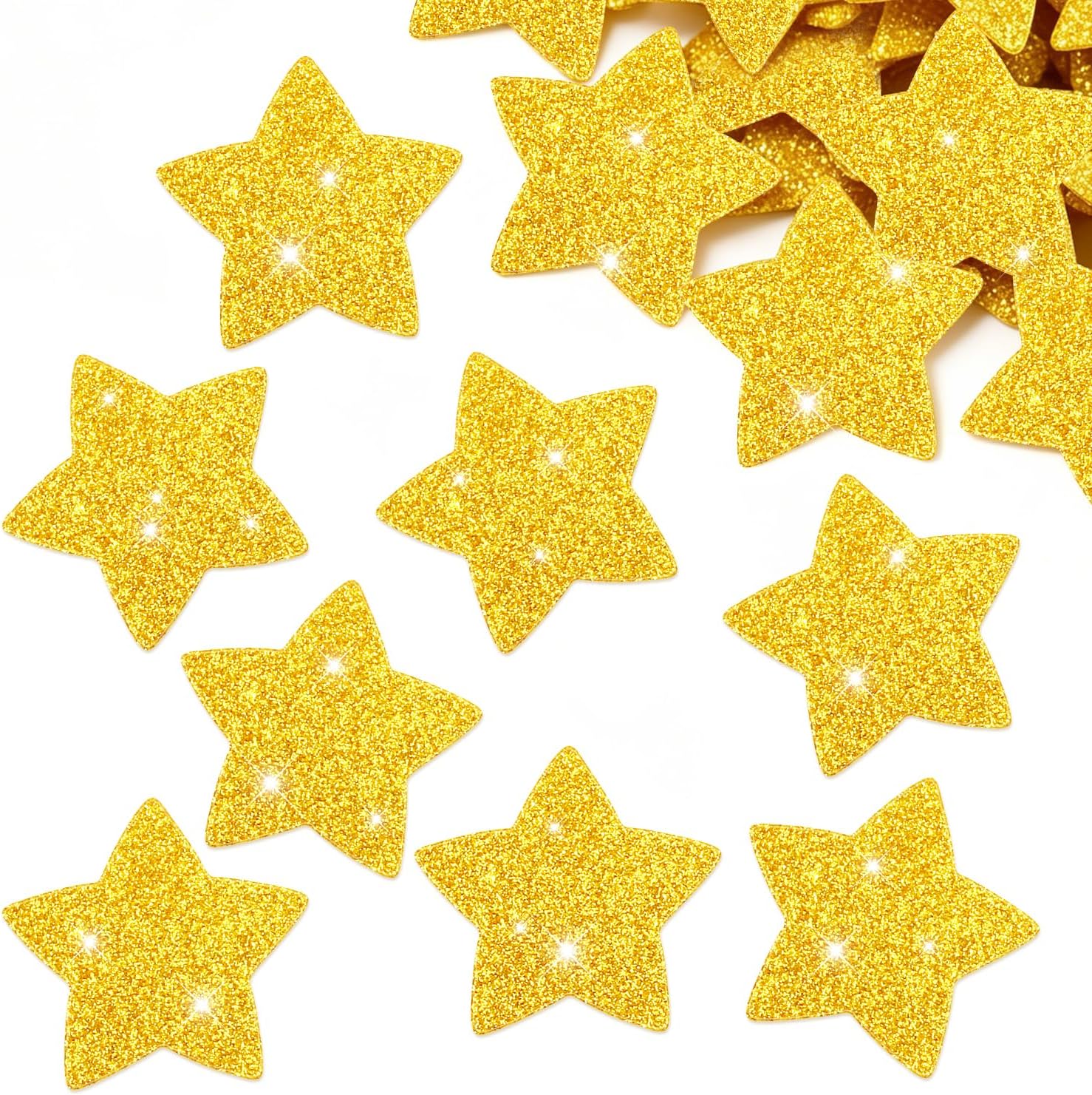 120 Pcs Gold Glitter Foam Star Stickers, Self-Adhesive 0.98" Sparkly Star-Shaped EVA Foam Stickers for Holiday Party Decoration, Kids DIY Arts and Crafts Supplies