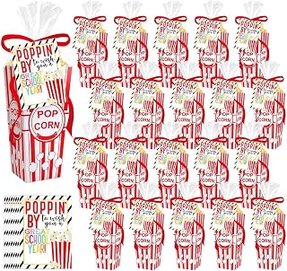 24 Set Back to School Student Gifts from Teacher Includes Popcorn Boxes with Inspirational Cards First Day of School Present from Teacher Gift for Friends Party Favors