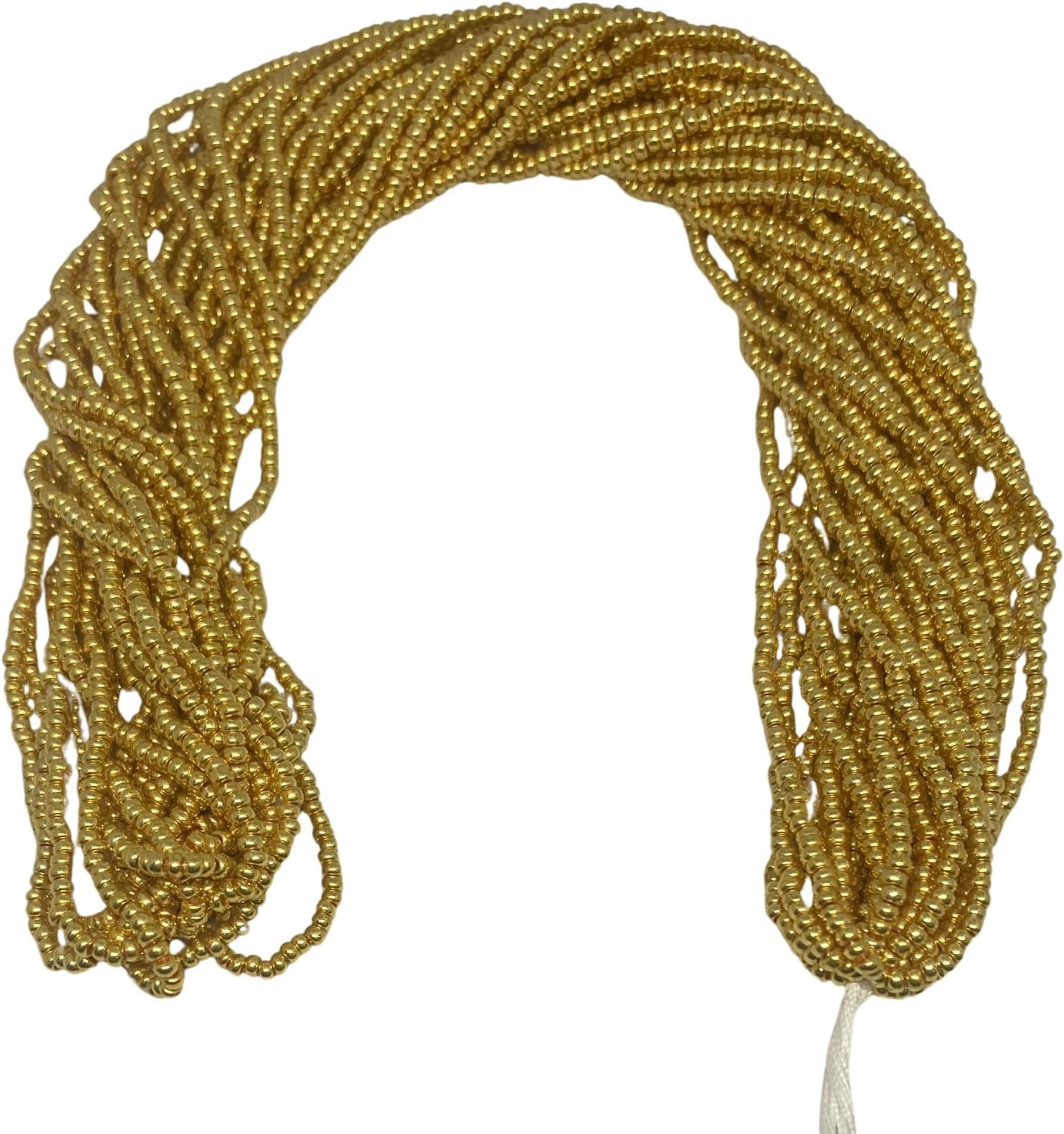 Czech 11/0 Glass Seed Beads - 12 String Hanks, Total10 Colors (Bright Gold)