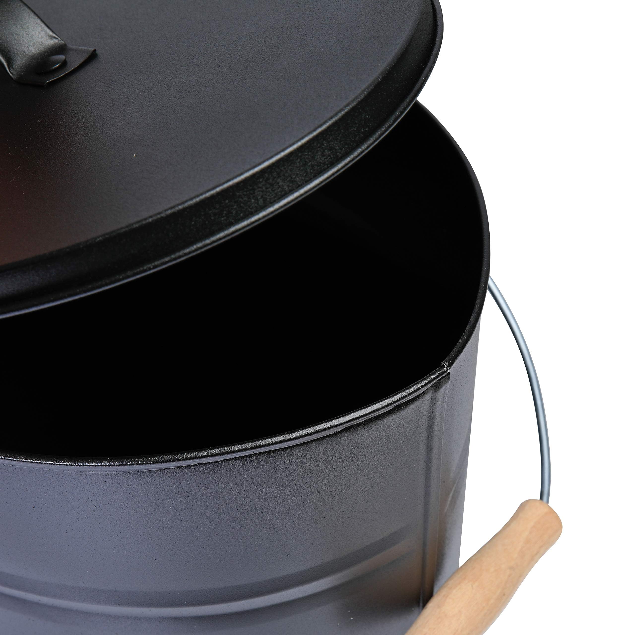 Mehrzweckeimer als Ascheeimer mit Deckel-Kaminzubehör zum Transportieren und Abkühlen von heißer Glut und Asche-Größe: 24 Liter/Farbe:Schwarz