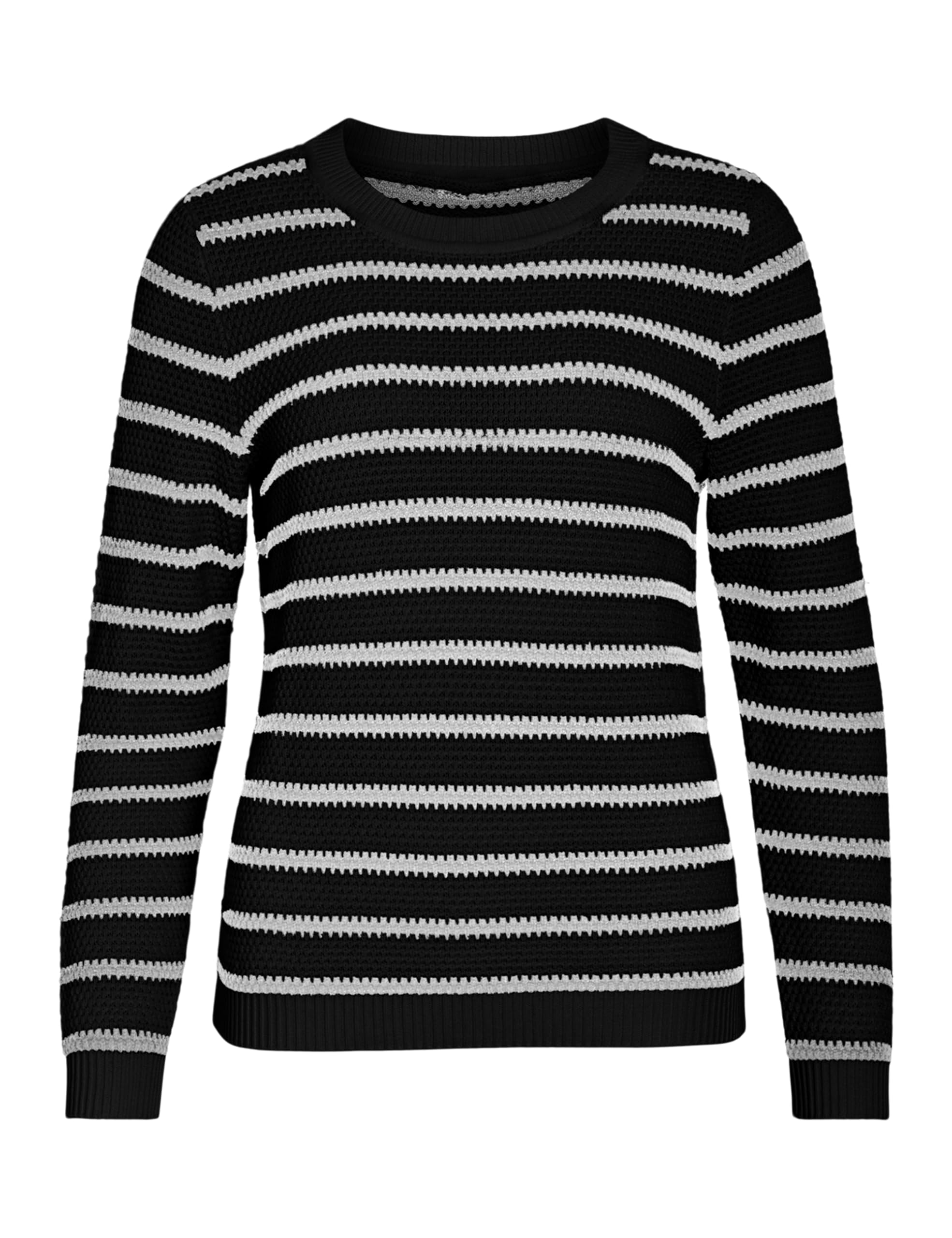 Vidalo O-Neck L/S Stripe Knit Top Noos, Black, L