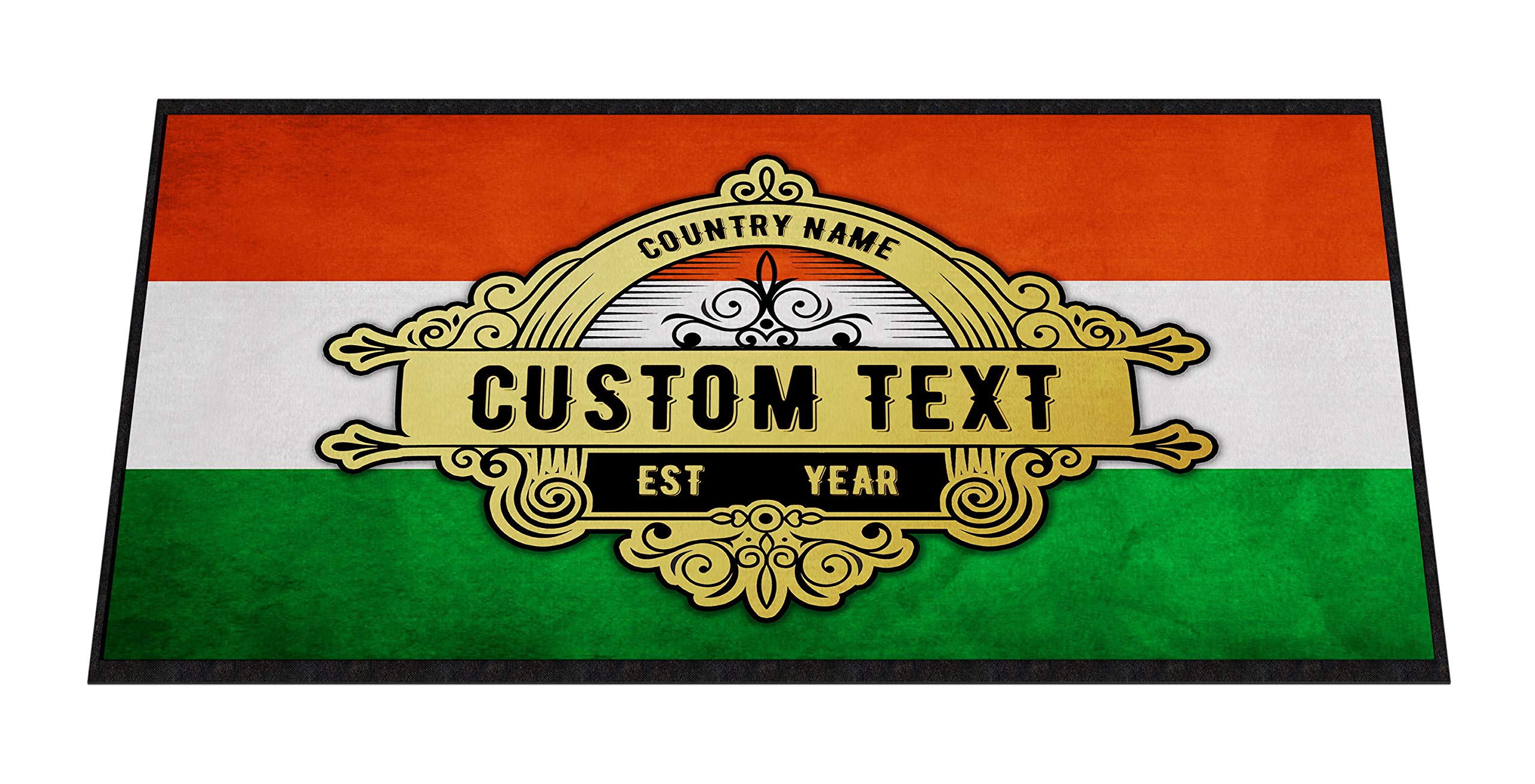 Purple Print House Personalised Bar Mats - Country Flag Beer Mats - Bar Accessories For Home Pub - Cocktail Gin Bar Rubber Runner Mat Custom Text - Gift Idea For Him (Hungary, Small 440x250)
