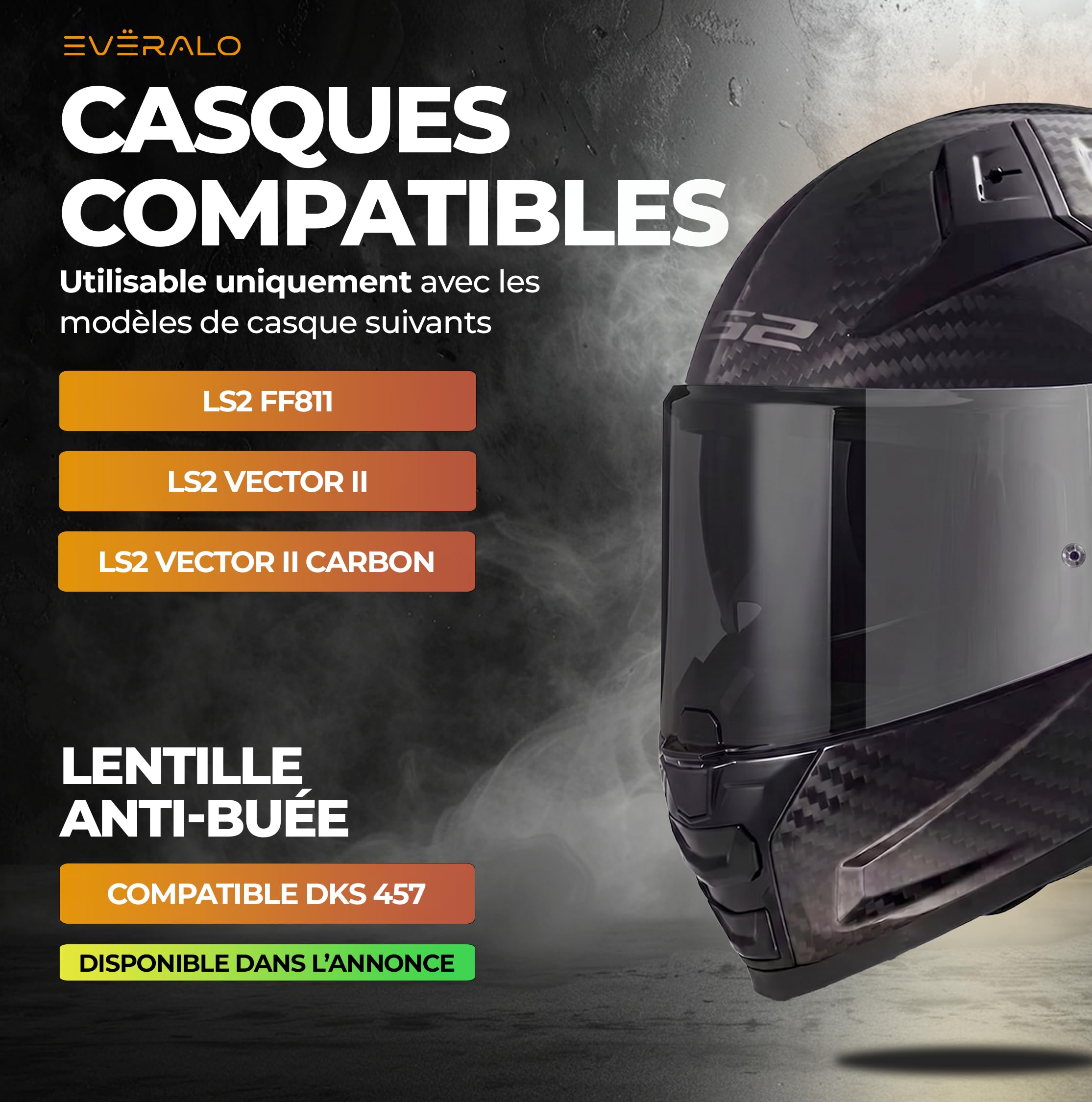 Visière pour Casque LS2 Vector 2 - Vector II Carbon - FF811 | Écran de Rechange Exclusif, Compatible avec Lentille Antibuée Originale