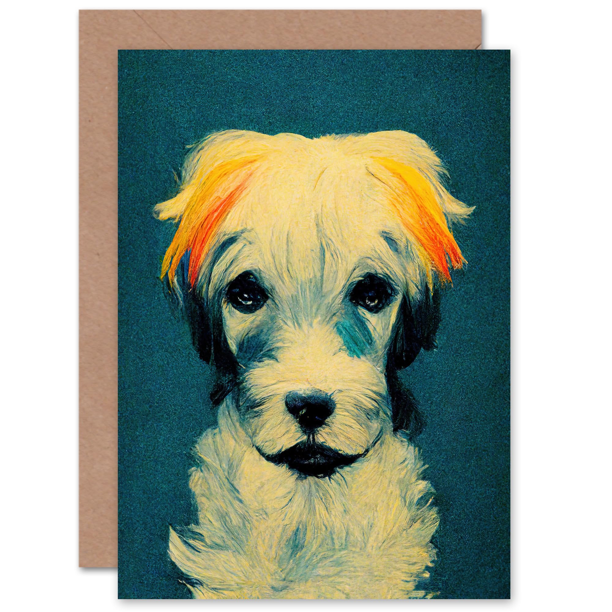 Artery8 Sad Blue Dog Greeting Card
