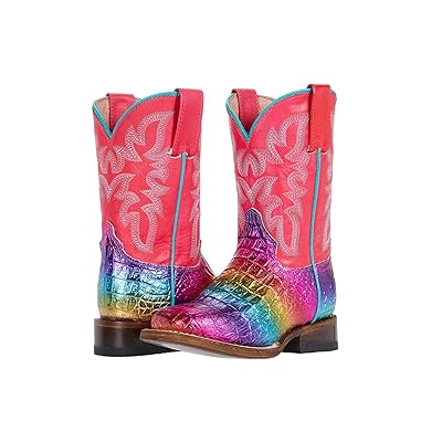 Roper Kids Ali (Toddler/Little Kid) Girls Shoes Rainbow Faux Caiman Vamp/Pink Shaft
