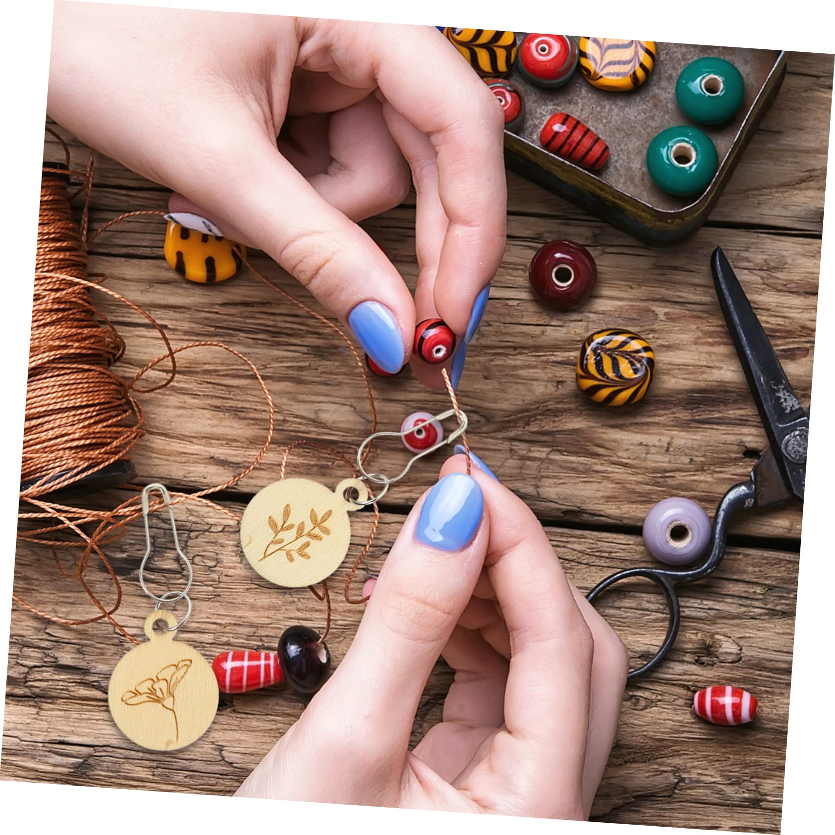 TEHAUX Marcadores De Puntos Madera Juego De Cajas De Almacenamiento Accesorios Para Tejer y Ganchillo Para Proyectos De Manualidades y
