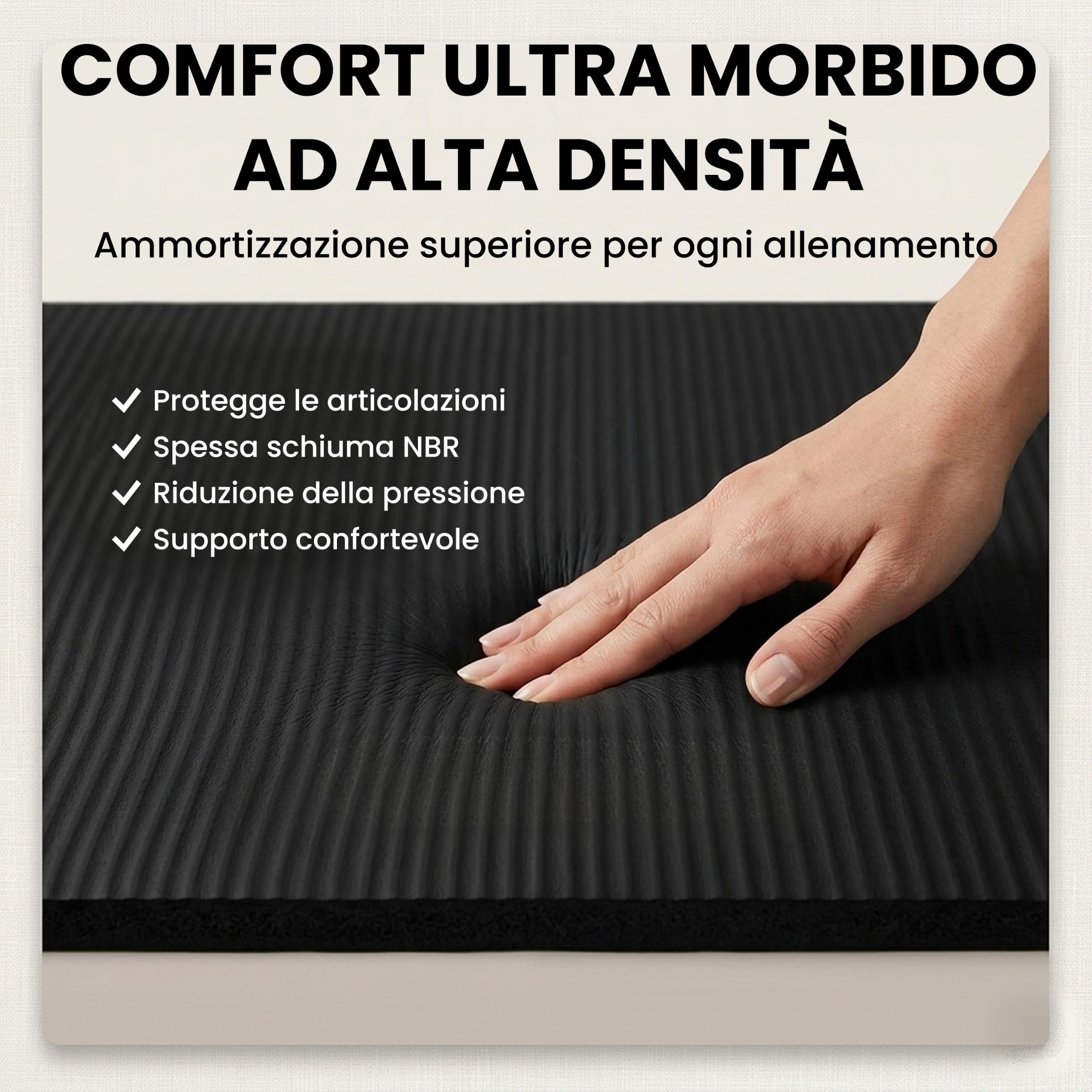 Tappetino Fitem Ultra-spesso in Comoda Schiuma ad Alta Densità NBR-183x60x1,5 cm o 1 cm-ideale per Ginnastica-Yoga-Sport-Palestra-Fitness-Pilates-Body building-Include Cinghia di Trasporto