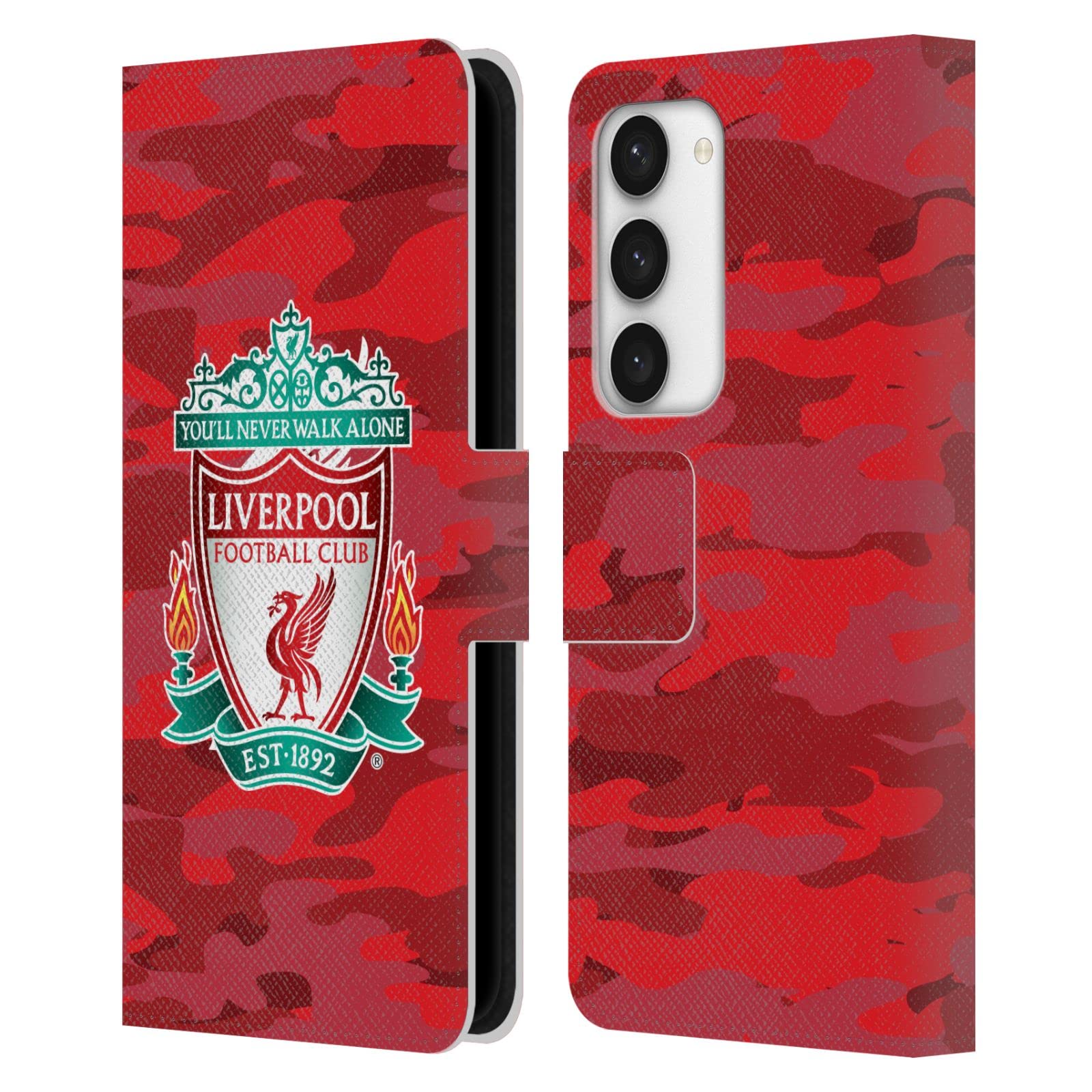 Head Case Designs Officially Licensed Liverpool Football Club Home Colourways Crest Camou Leather Wallet Case Compatible With Samsung Galaxy S23 5G