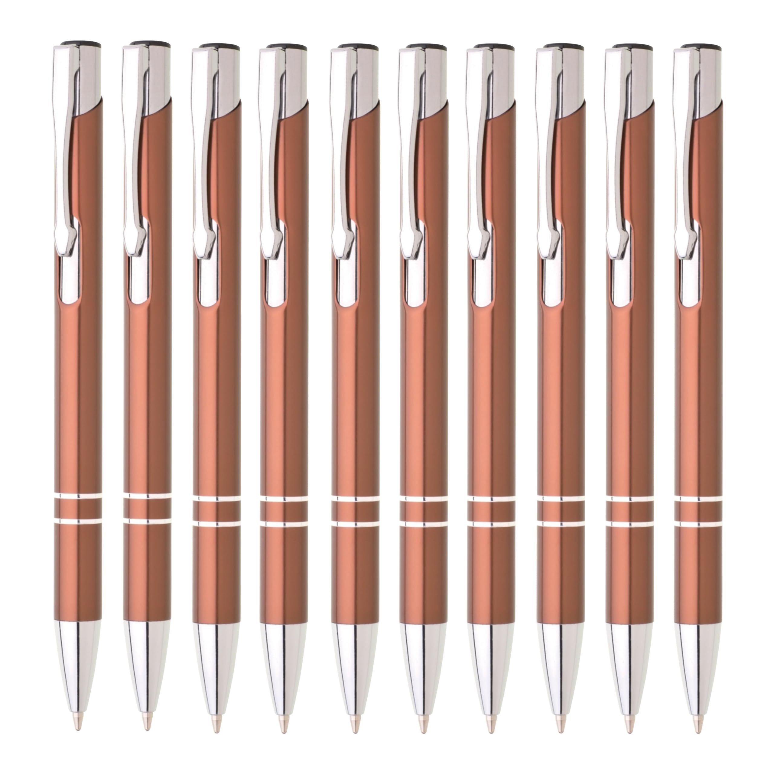Lemina Metal Ballpoint Pens Set of 10 High-Quality Blue Ink Premium Ballpoint Pens for Office School and Home (Brown)