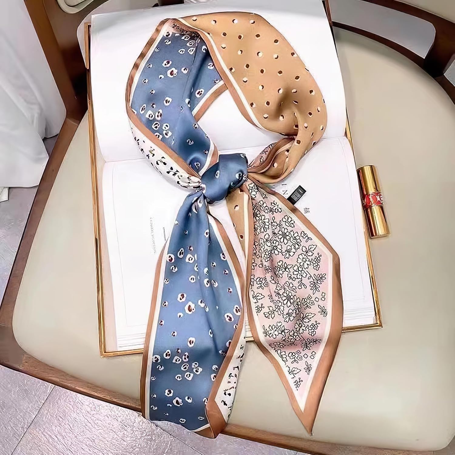 vimate Hair Scarf for Women Fashion Satin Silky Feeling Neck Scarf Bag Purse Scarf for Handbag Handle Etc image 5