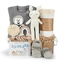 meloom Baby Gift Set, Baby Boy Newborn Gifts Box, Boho Gender Neutral Unisex Baby Essentials, Baby Shower Gifts for New Moms, New Baby Gifts for Boys, Personalized Gift Basket for New Babies
