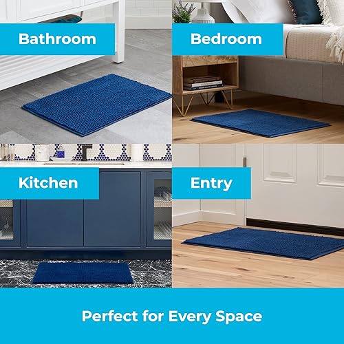 Miniatura 3 de Linenspa Juego de alfombras de baño de felpilla, 3 piezas, antideslizantes, absorbentes de agua, de secado rápido, lavables a máquina, alfombras de