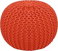 Vista 10 de Puf Cotton Craft tejido a mano con estilo de cable Dori Pouf, otomano para el piso, 100 % algodón trenzado, hecho y cosido a mano, un asiento único