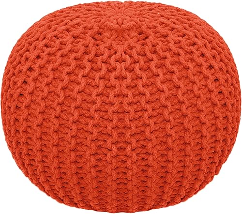 Miniatura 10 de Puf Cotton Craft tejido a mano con estilo de cable Dori Pouf, otomano para el piso, 100 % algodón trenzado, hecho y cosido a mano, un asiento único