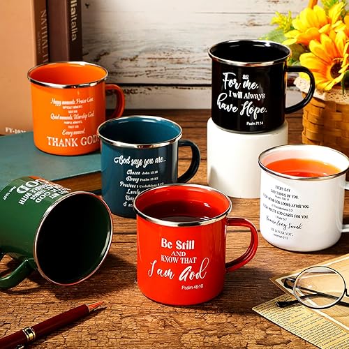 Miniatura 3 de Maxcheck 6 tazas de café esmaltadas con asa para mujeres, regalos religiosos, regalos inspiradores, versículo de la Biblia, Día de la Madre, regalos