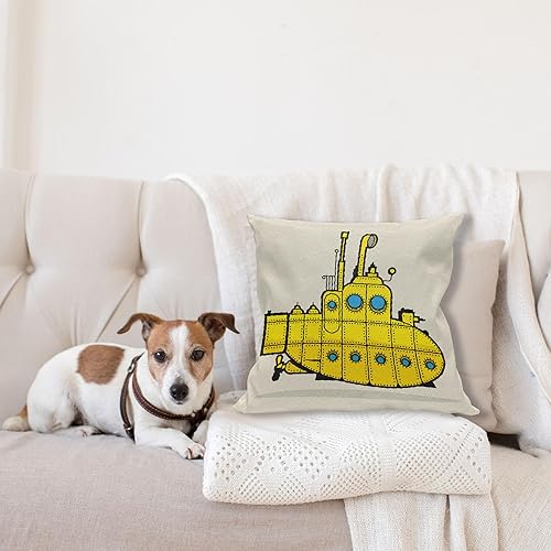 Miniatura 4 de Ambesonne Funda de cojín de submarino amarillo, diseño retro grunge marino con temática náutica industrial del océano, funda de almohada decorativa