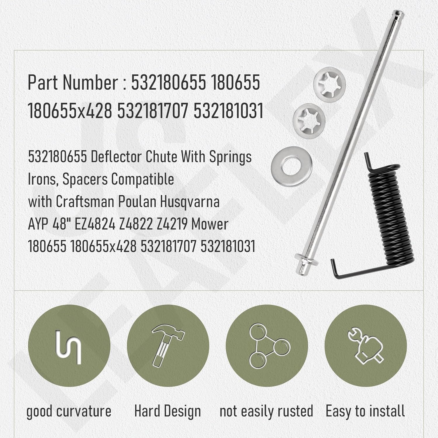 532180655 Deflector Chute Compatible with Craftsman 48" HQV Mower, Also for Husqvarna Poulan AYP YTH2348, EZ4824, 24822, 4218, 25426 Models, Replaces 180655 180655x428 5321806-55