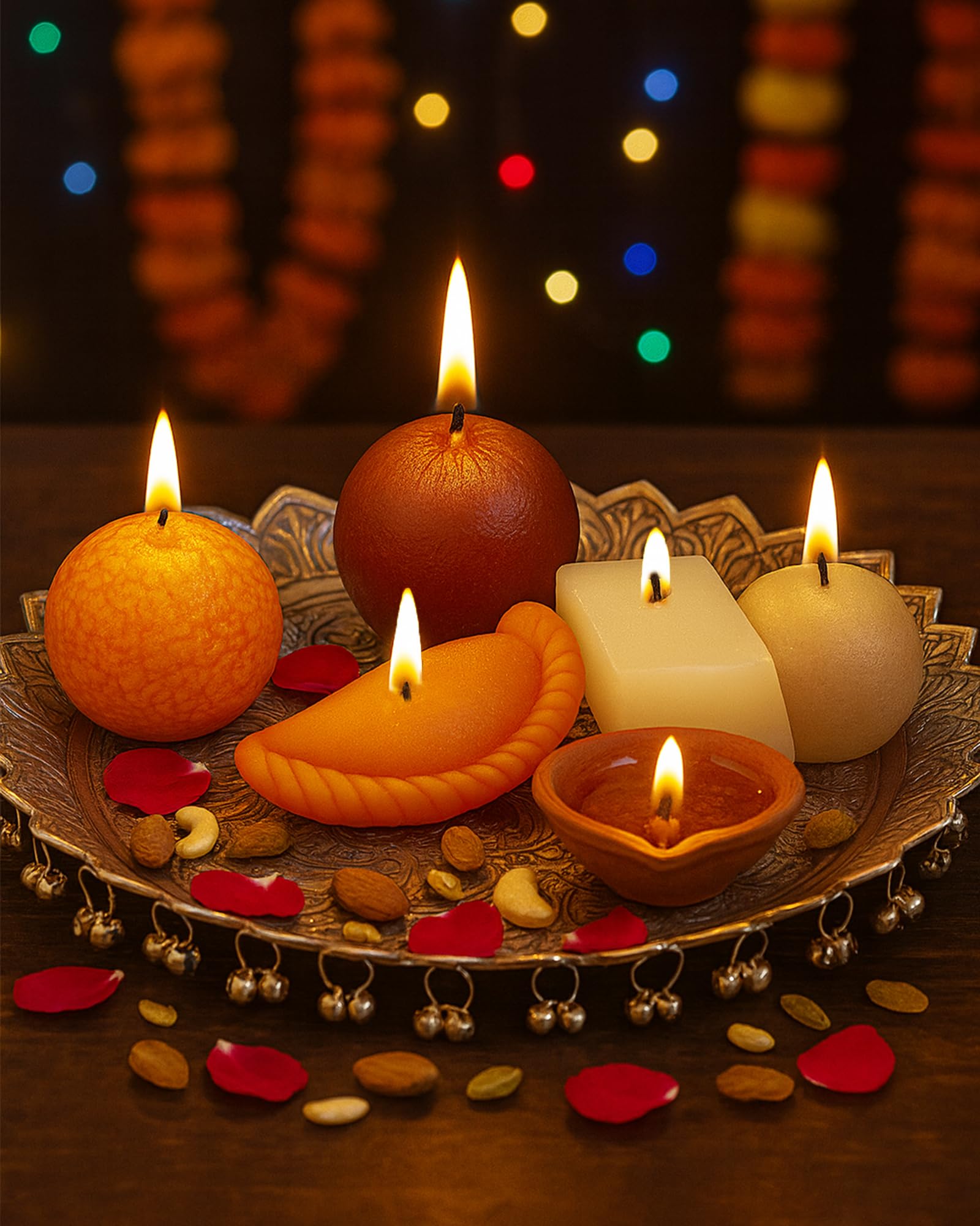 Homesake® Mix Sweets Candle, Home Decor, Motichur Laddoo Peda Barfi Gujiya Candles, Scented Wax Candle, (Set of 4) | Diwali Gifts for Family and Friends | Festive Decor | Diwali Decoration for Home