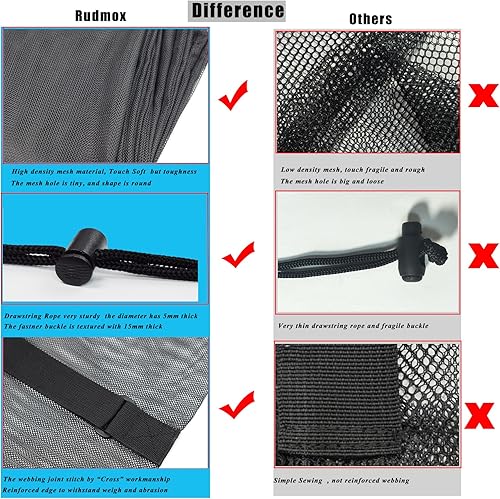 Miniatura 7 de Bolsa de Malla de Servicio Pesado para Pelotas, Bolsa de Almacenamiento de Equipo Deportivo con Cordón para Baloncesto, Fútbol, Deportes de Playa y