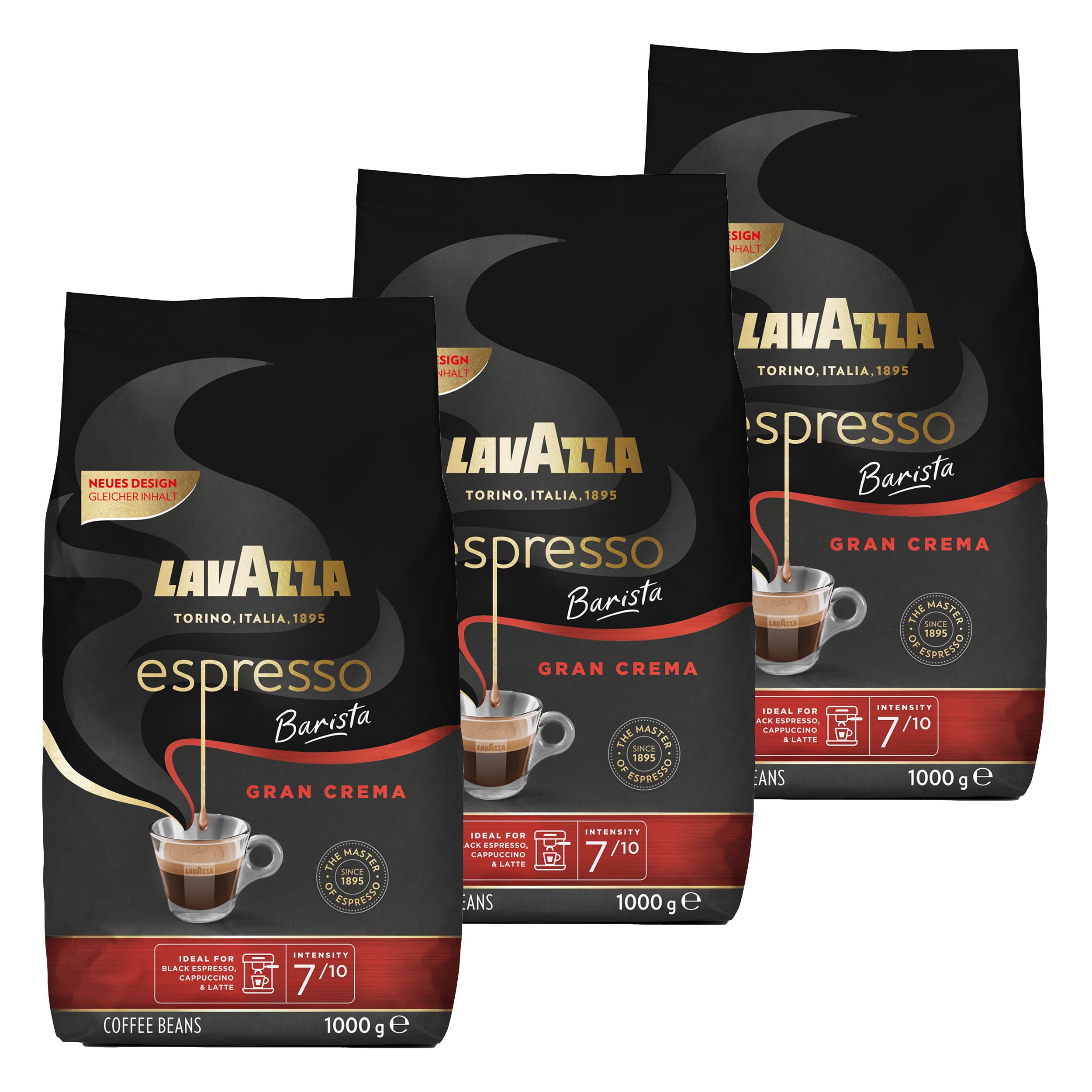 Lavazza Espresso Barista, 1000 g de granos enteros, paquete de 3