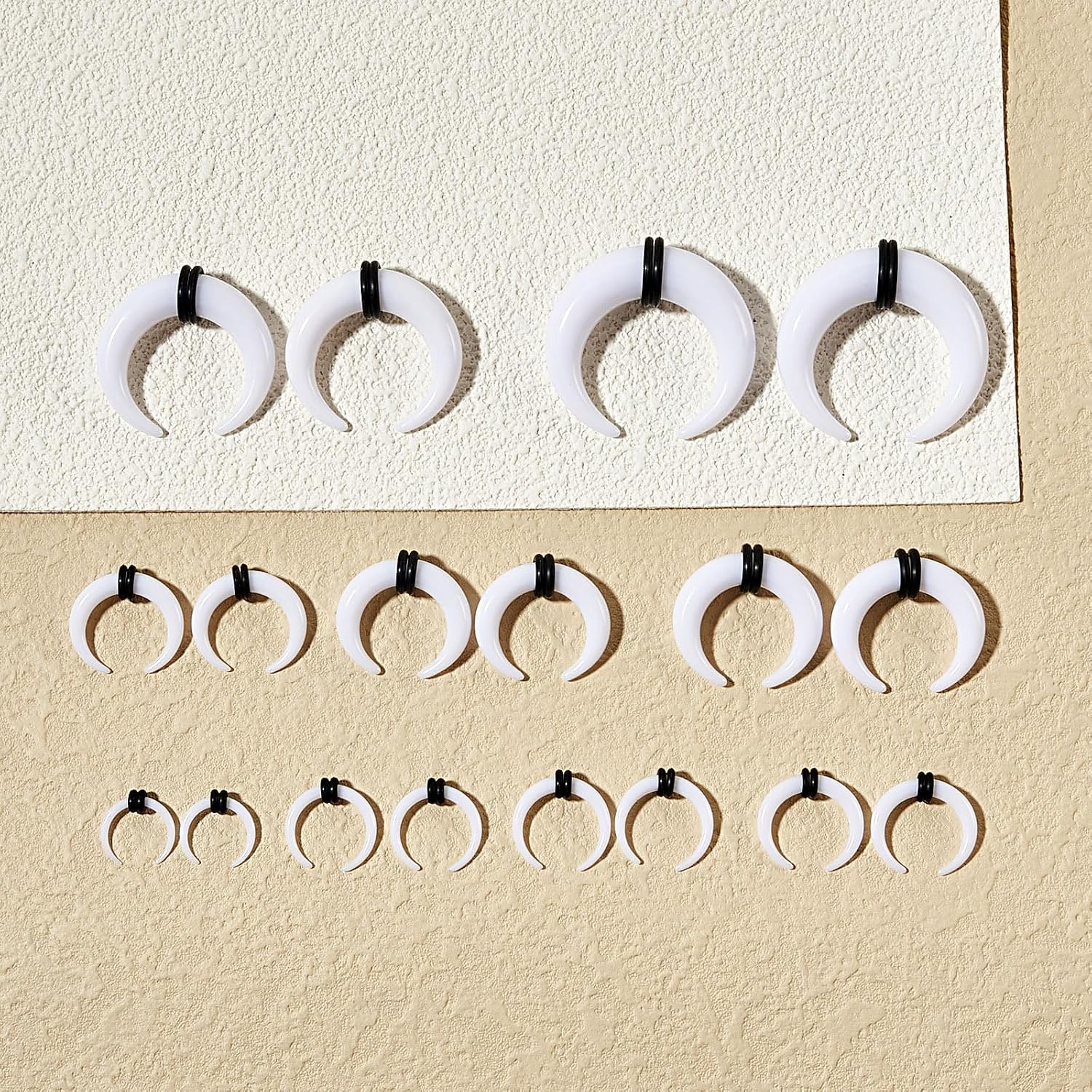 18Pcs Septum Stretching Kit 14G-00G - Pincher C Shape Buffalo Piercing Kit With Tapers for Ear Gauges and Rings - Black O-Rings for Nose and Ear image 3