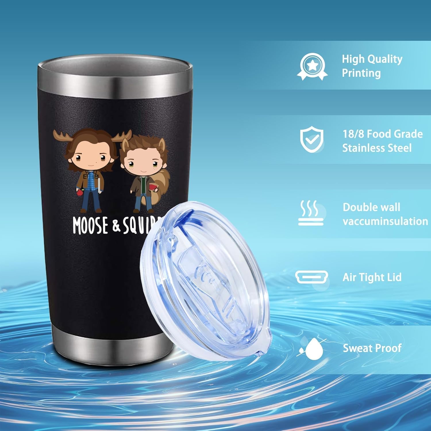 ATHAND Funny TV Show Merchandise,20 Oz Insulated Stainless Steel Iced Coffee Natural Tumbler with Lid,Funny Super Travel Coffee Mug Cup Water Bottle,TV Show Gifts for Men Women Movie Lovers (Black) - Image 2