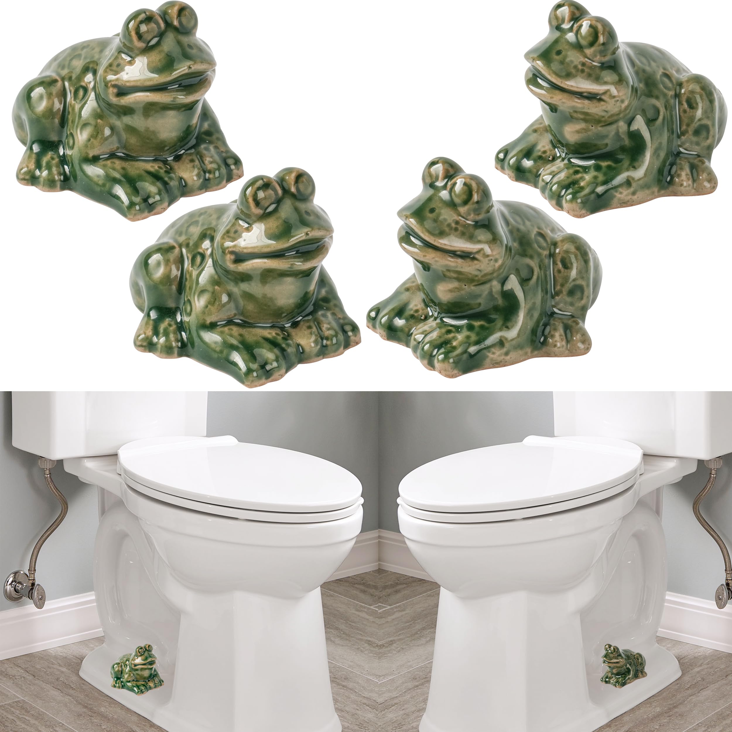 ZUNON Frog Toilet Bolt Caps – Decorative Ceramic Covers Set of 2