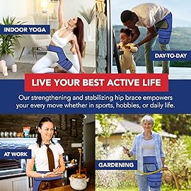 Dr. Arthritis Stabilizing Hip Brace for Men & Women, Thigh Compression Sleeve & Hip Support for Muscle Recovery, Hamstring Brace with Handbook, Sciatica Pain Relief Devices - Left Leg (S/M, Navy)