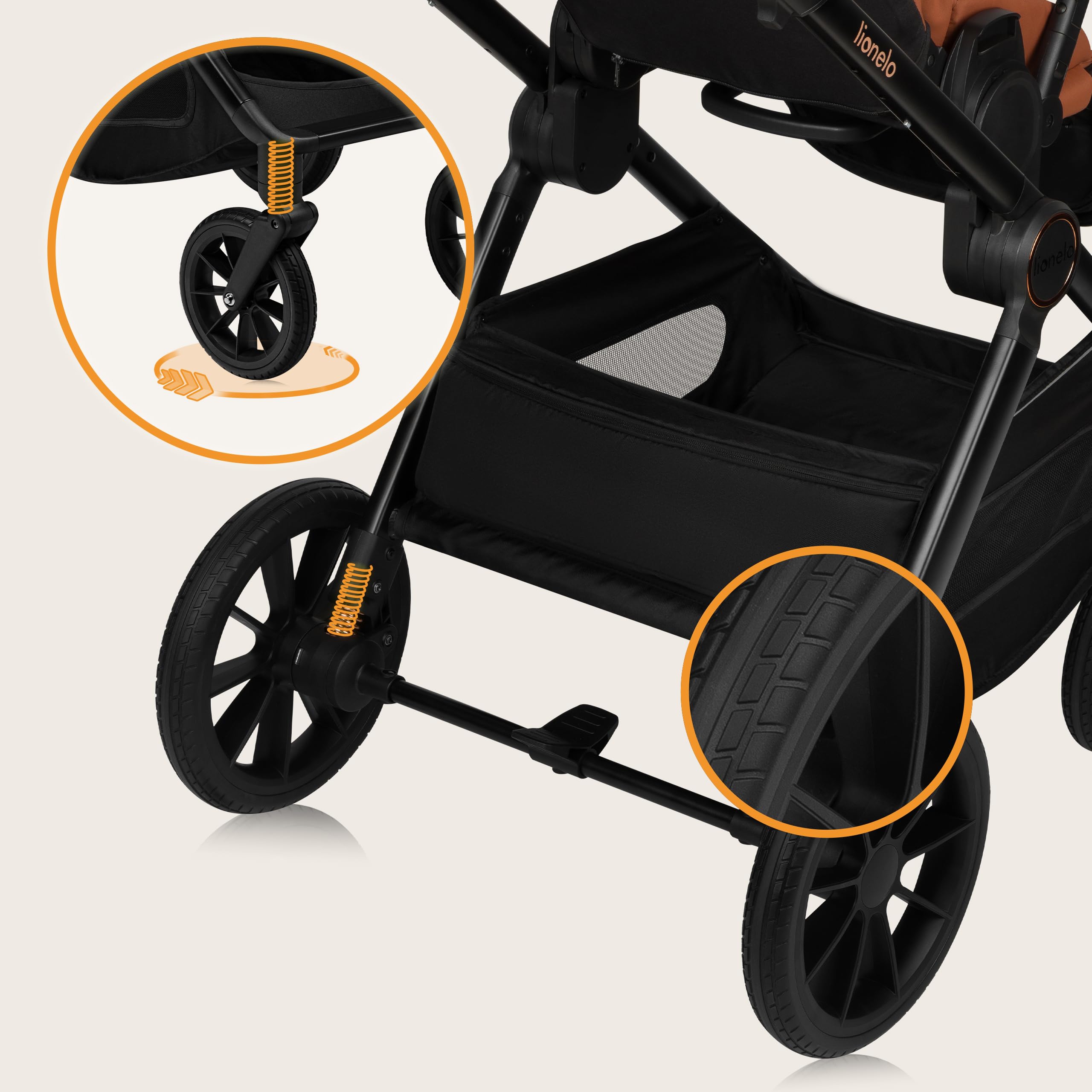 LIONELO LAYLA 3 in 1 Passeggino combinato Passeggino da 0 a 48 mesi fino a 22 kg, Navicella fino a 9 kg, Seggiolino auto fino a 13 kg, AiryDots, Ruote in PU girevoli a 360°, Sospensione completa