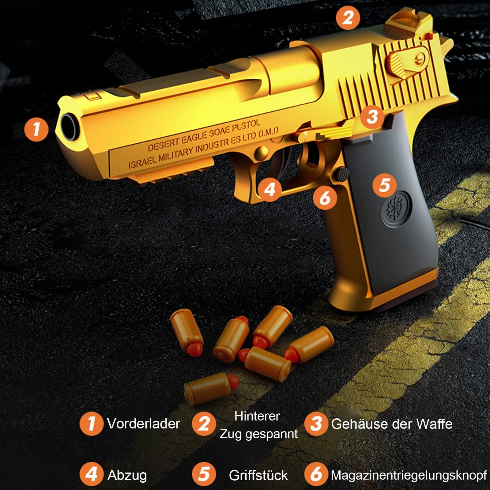 Bybykoi Spielzeug Pistole Kinder Pistole 1:1 Spielzeugpistole Wüstenadler M1911 for Kinder,Schaumstoff-Blaster Toy Gun