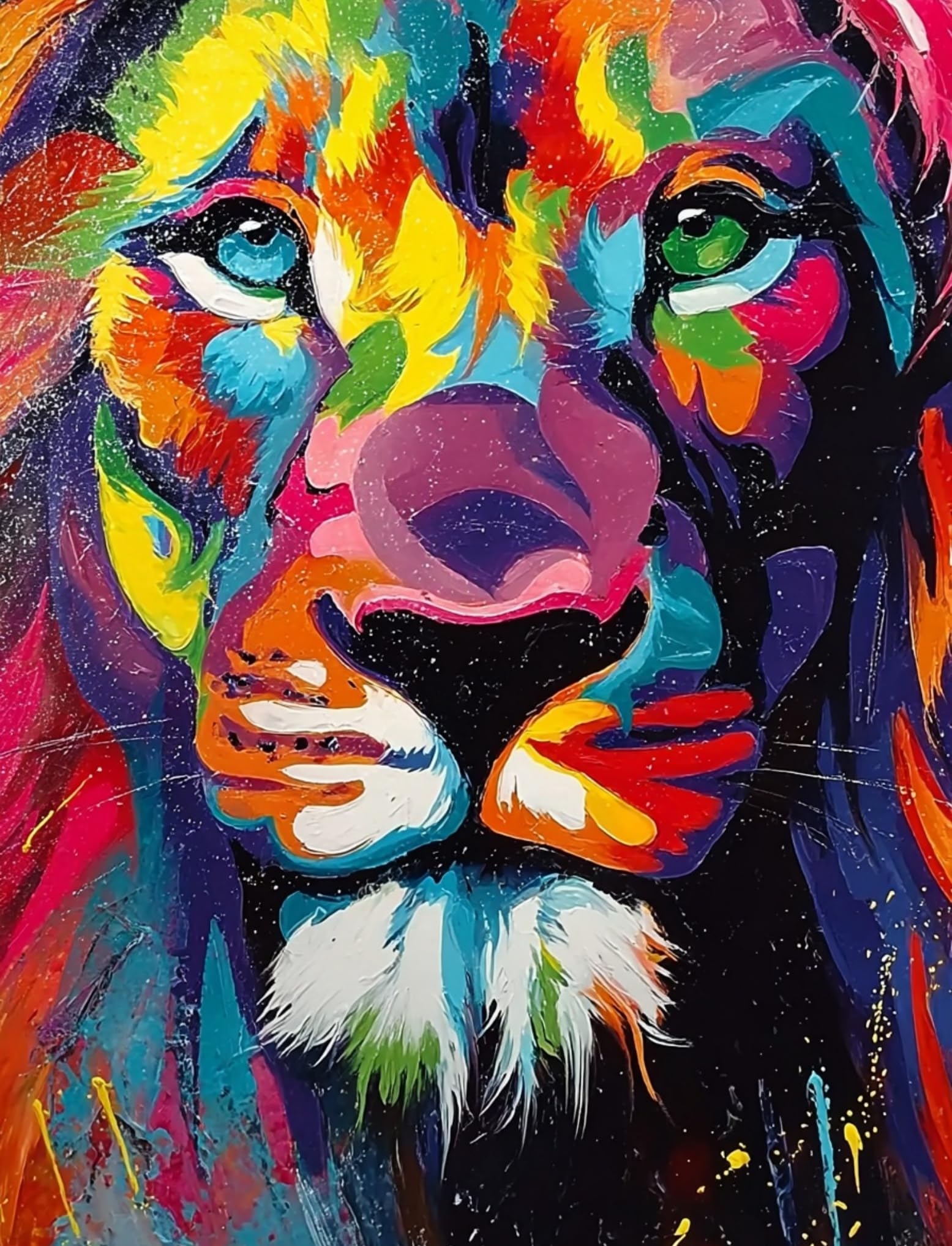 WANGWANGMIAO Paint by Number for Adults Colorful Lion,Painting by Numbers Kits for Beginners,Colorful Oil Paints Craft Art for Home Wall Decor Gift 20X16Inch，with Frame