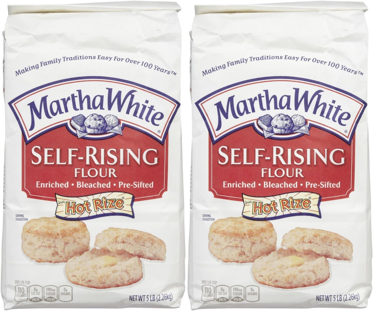 Martha White Self Rising Bleached Flour, 80 oz, 2 pk