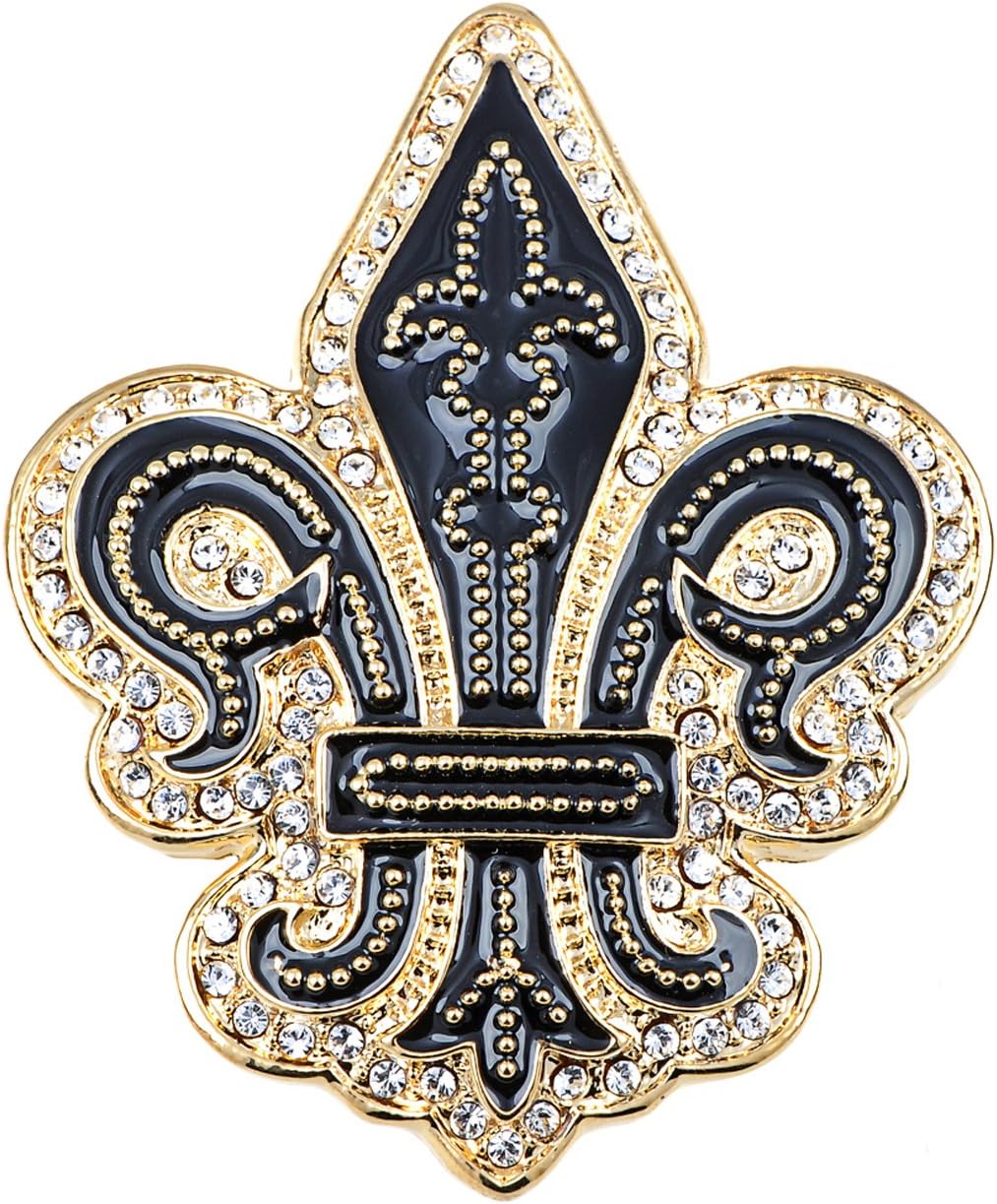 Alilang Golden Tone Black Gothic Medieval Royal Fleur De Lis Lily Brooch Pin