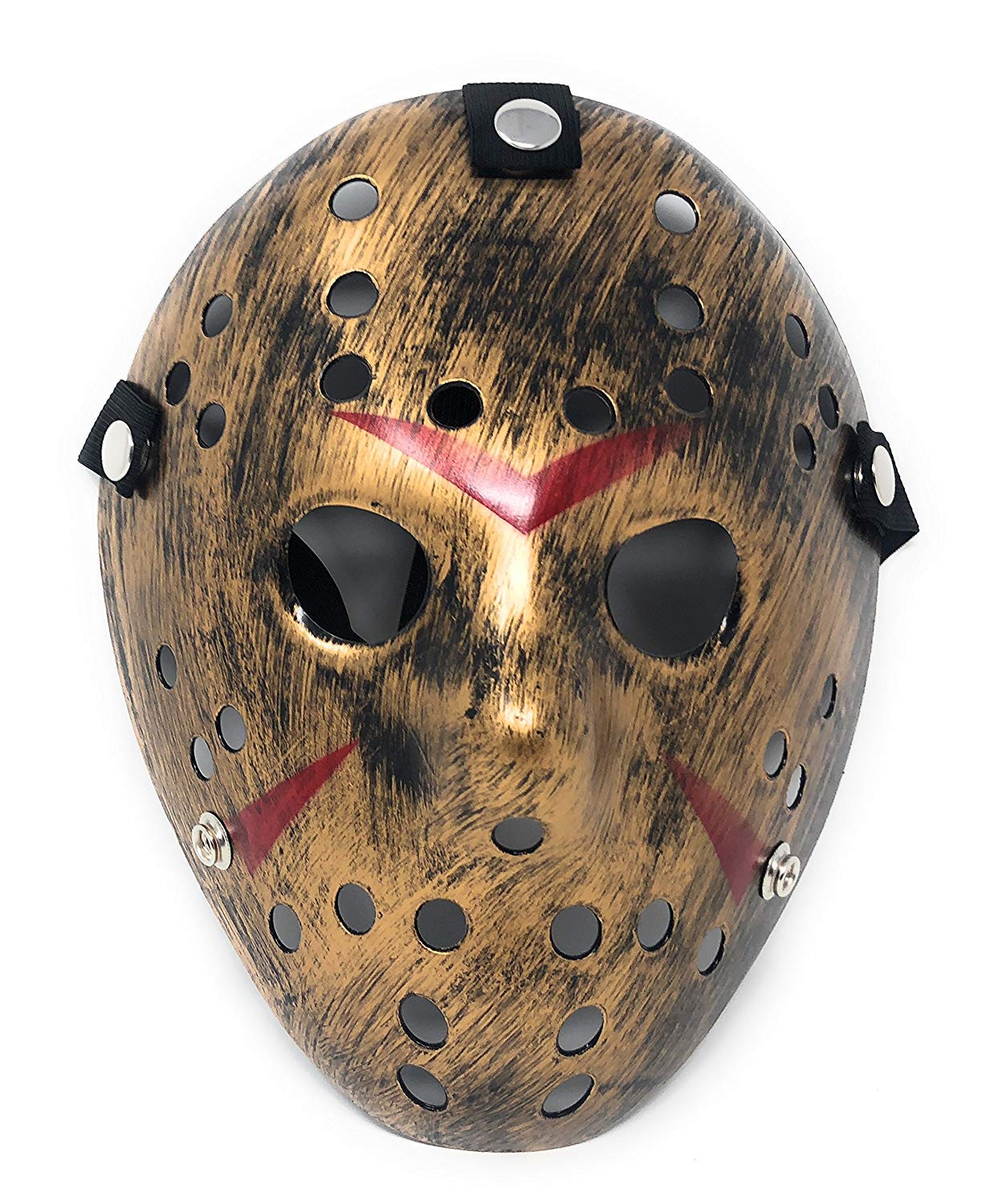 UltraByEasyPeasyStore Ultra Scary Halloween Hockey Mask - Horror Costume & Adults and Kids - Halloween Parties and Events - Perfect Scary Costume Accessory - Serial Killer - Gold Coloured โ image 1