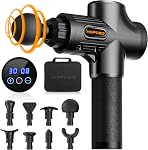 Gun de massage puissant Portable Massage Gun avec 30 Régimes 8 Têtes de masseur, Gun silencieux de moteur haute vitesse, LCD Écran, étui, cadeau pour hommes femmes
