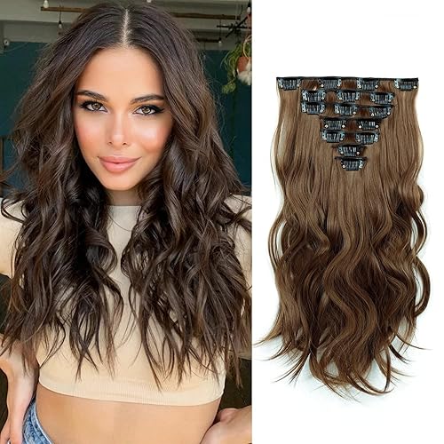 Clip in Hair Extensions - 16 Inch 7 Pcs Chocolate
