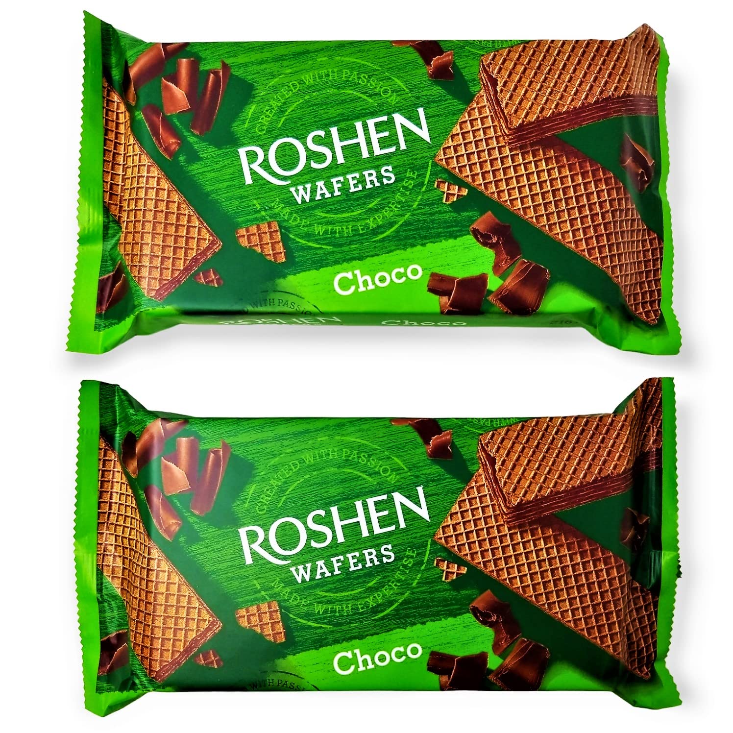Roshen Crispy Flavorful Choco, Cocoa Wafers Layered with Cocoa Filling, 7.61oz/216 grams, Pack of 2