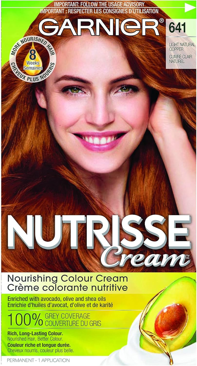 Garnier Nutrisse Cream, Permanent Hair Colour, 641 Light Natural Copper