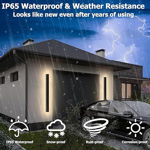 Miniatura 4 de Lámparas de pared modernas de 59 pulgadas para exteriores, aplique de pared para exteriores IP65 impermeable, luz de pared larga negra,
