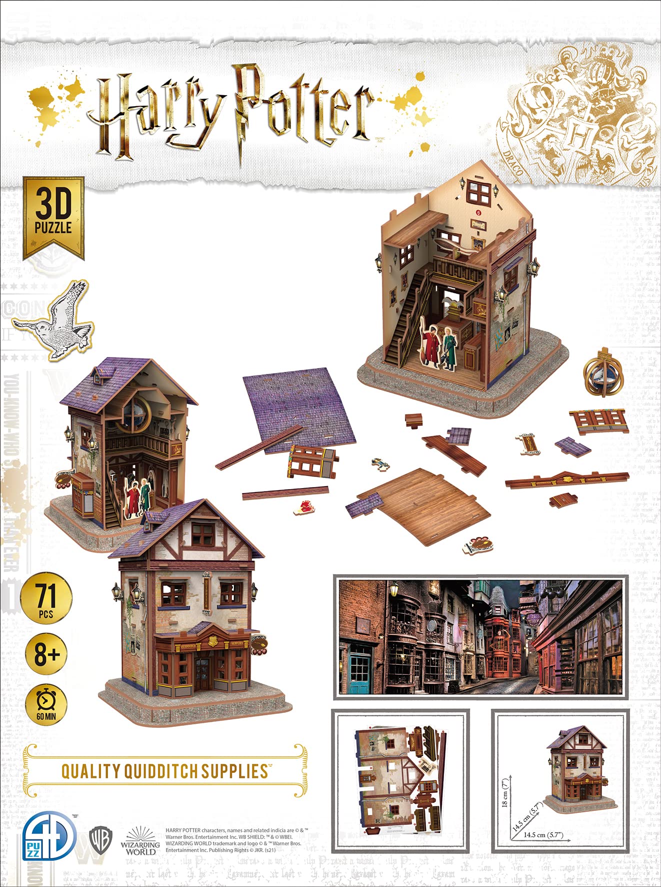 Asmodee - HARRY POTTER - Puzzle 3D ze sklepu z akcesoriami do quidditcha - wierne odwzorowanie - Dla dzieci od 8 lat - 1 gracz - 120 minut czasu - wciągająca kreatywna rozrywka - wersja francuska