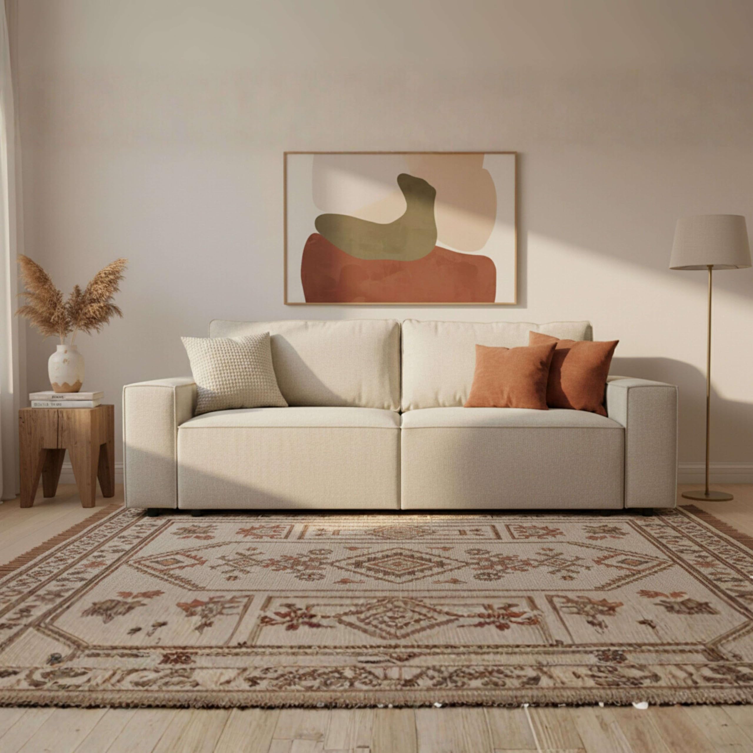 Miroytengo Sofá Cama Dutch para Salón Comedor Estilo Contemporáneo en Color Beige de 3 Plazas y con Arcón 239 cm