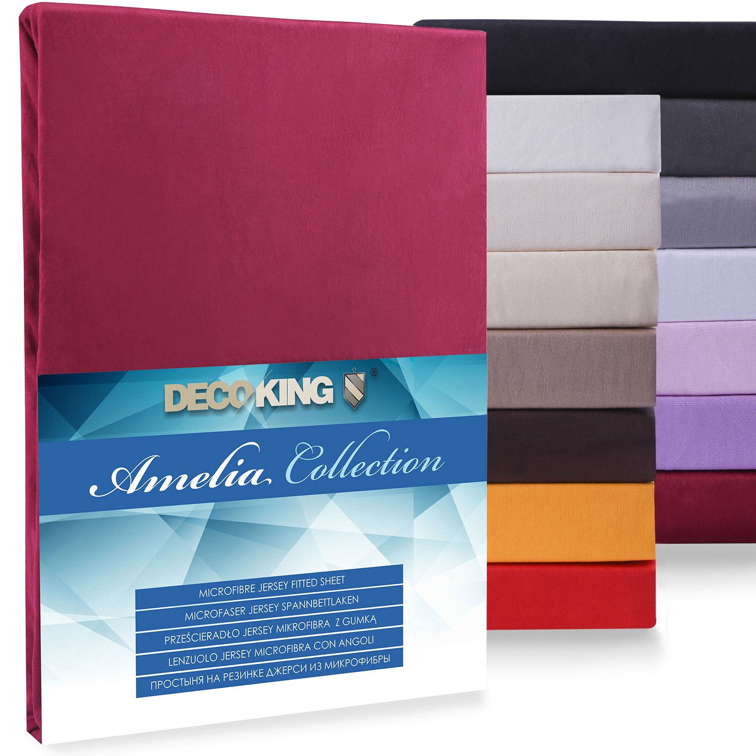 DecoKing Jersey Fitted Sheet 140x200-160x200 Microfibre Maroon Amelia