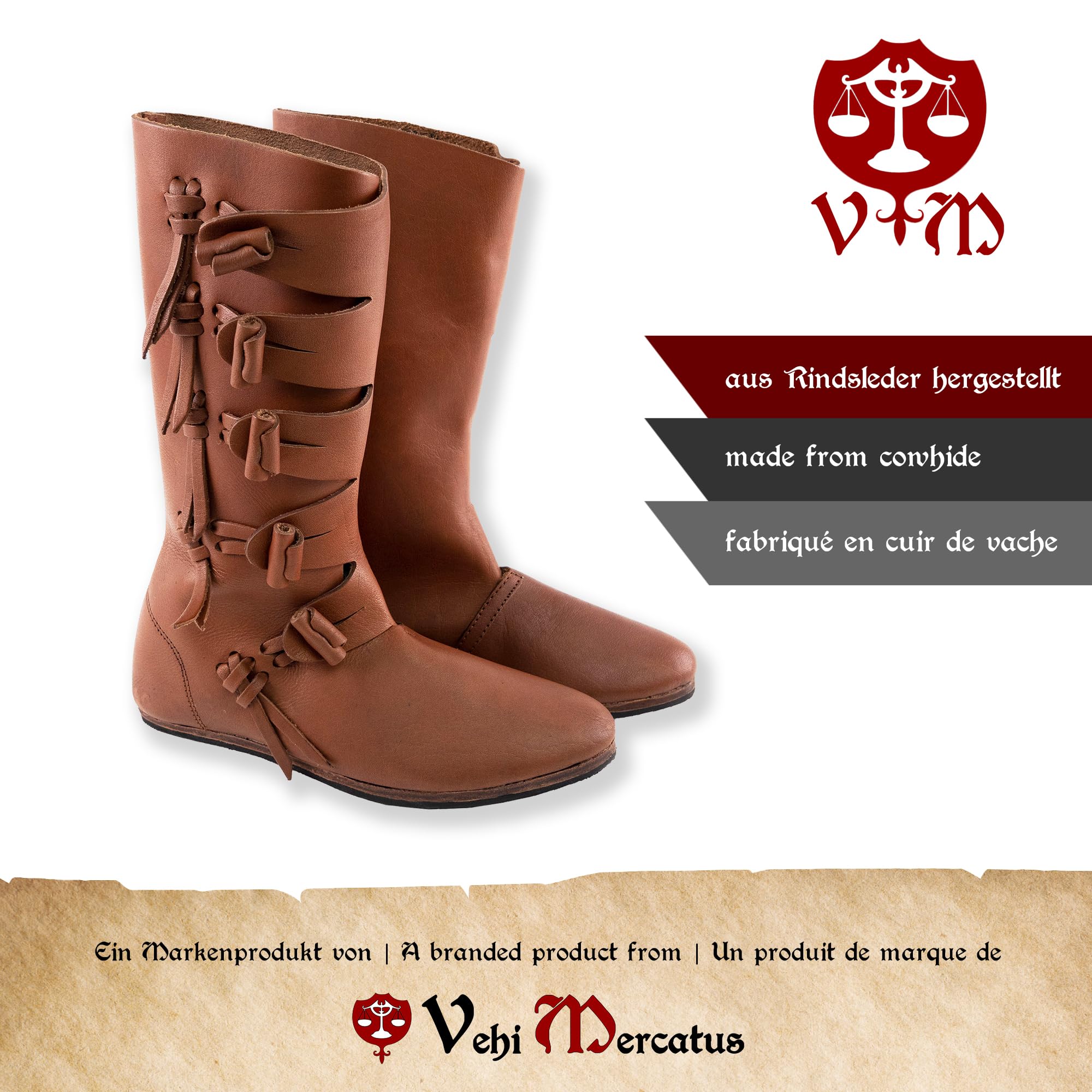 Stivali vichinghi Jorvik marrone con suola in gomma, marrone, 44 EU