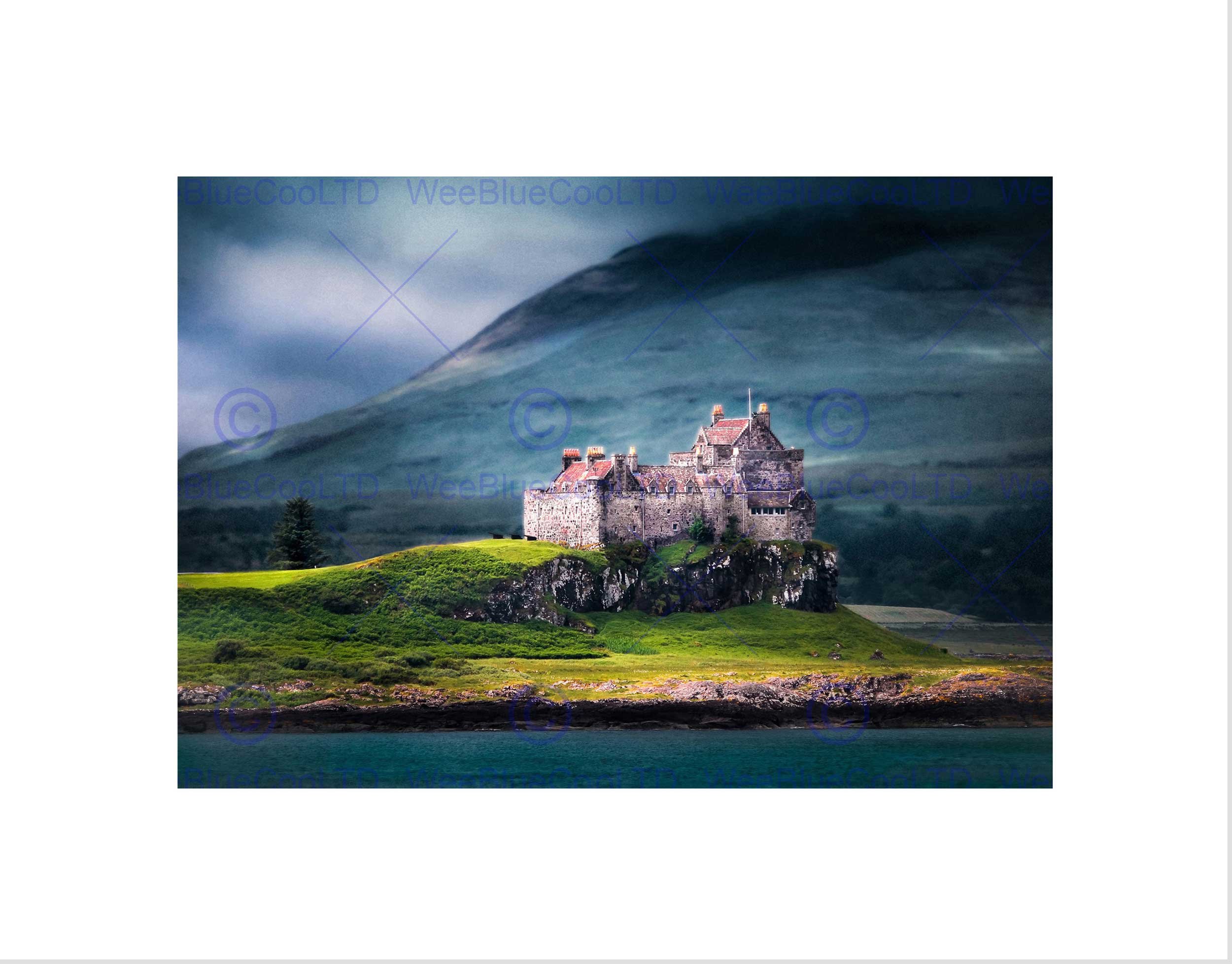 Wee Blue Coo Duart Castle Scotland Isle Mull Art Picture Wall Art Print