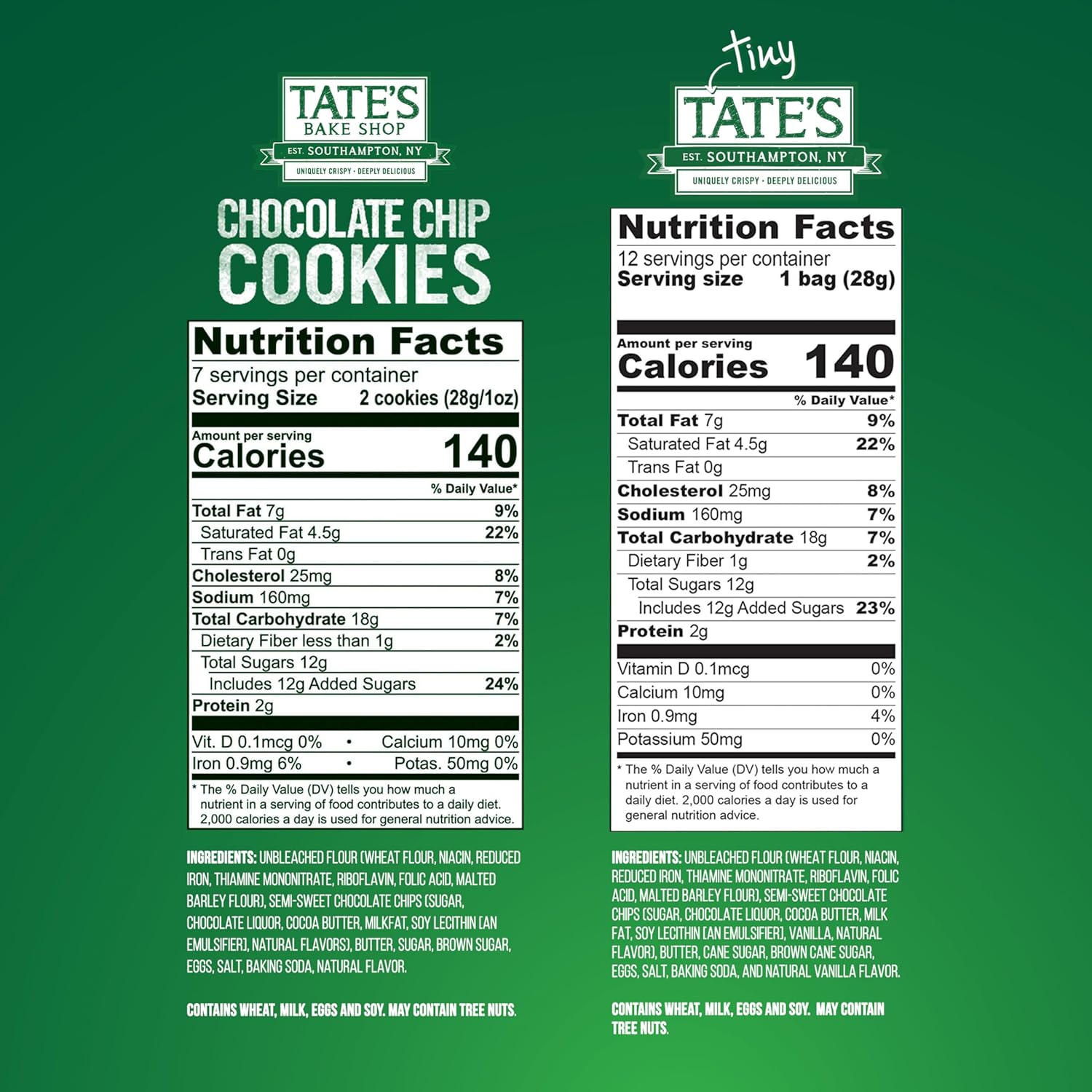 Tate's Bake Shop Chocolate Chip Cookies and Tiny Tate's Chocolate Chip Cookies Variety Pack, 5 Bags
