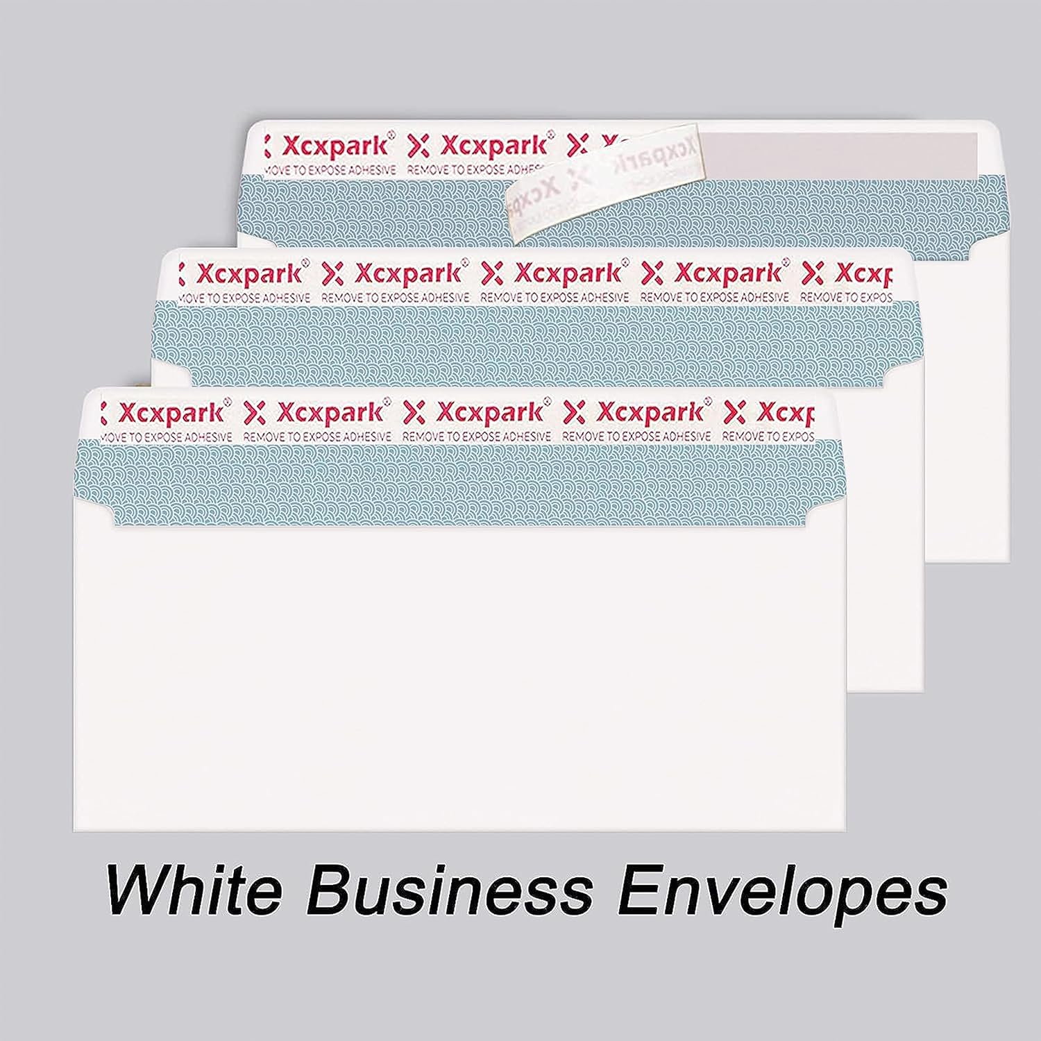 Xxcxpark 250 PCS #10 White Self Seal Kraft 4-1/8 x 9-1/2 inches Security Envelopes, Windowless Invisible Envelopes Super Strong Quick Seal Envelopes Security Tint Pattern Secure