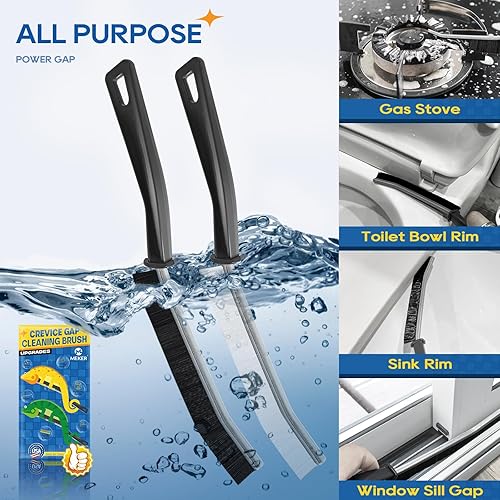 Miniatura 3 de MEKER Cepillo de limpieza de hendiduras, cepillo de limpieza de huecos con cerdas duras, herramienta multifuncional para cocina, baño, azulejos,