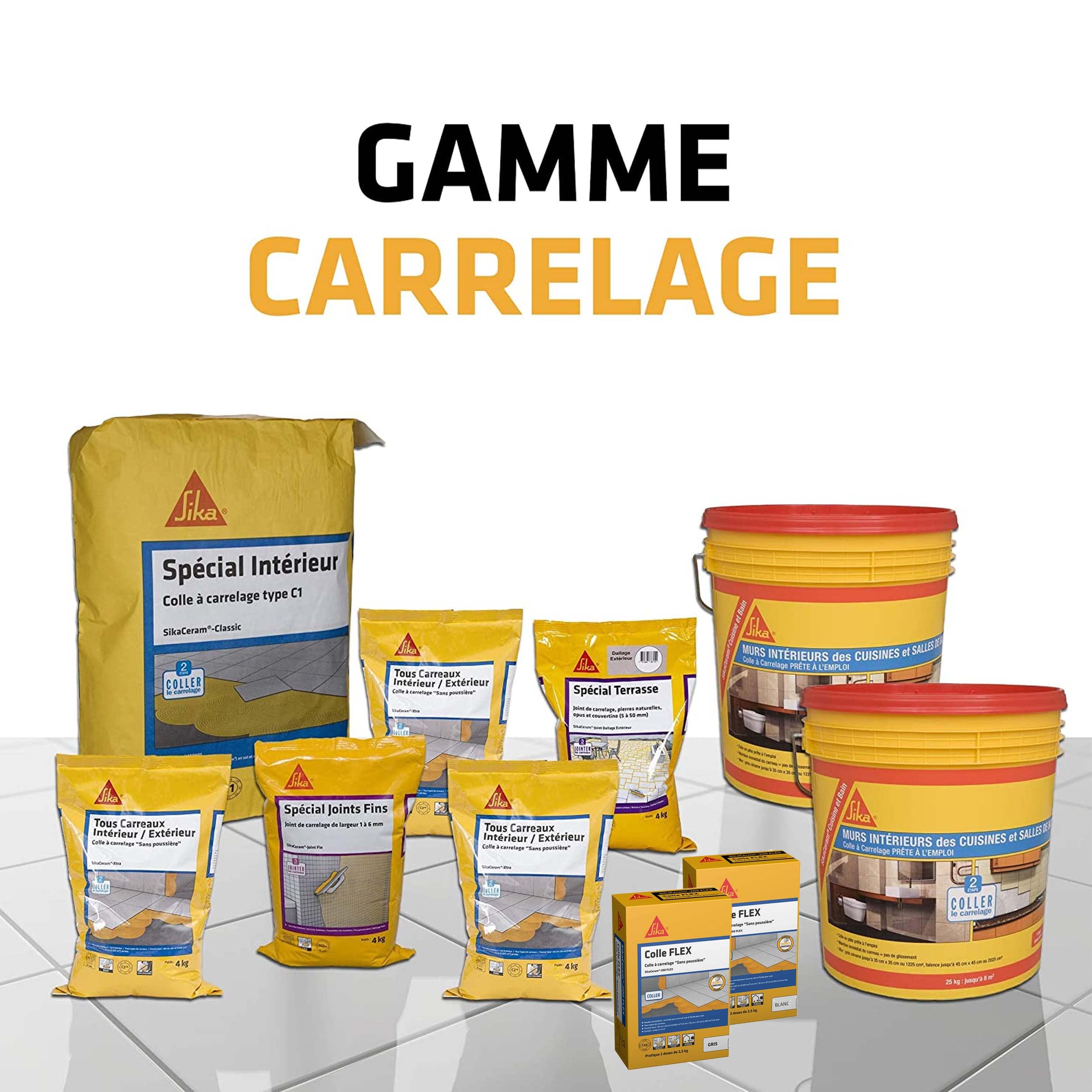 SikaCeram 200 Flex Grigio - Colla per piastrelle a doppia consistenza senza polvere per piastrelle in ceramica e pietre naturali (3600 cm² max), 25 kg