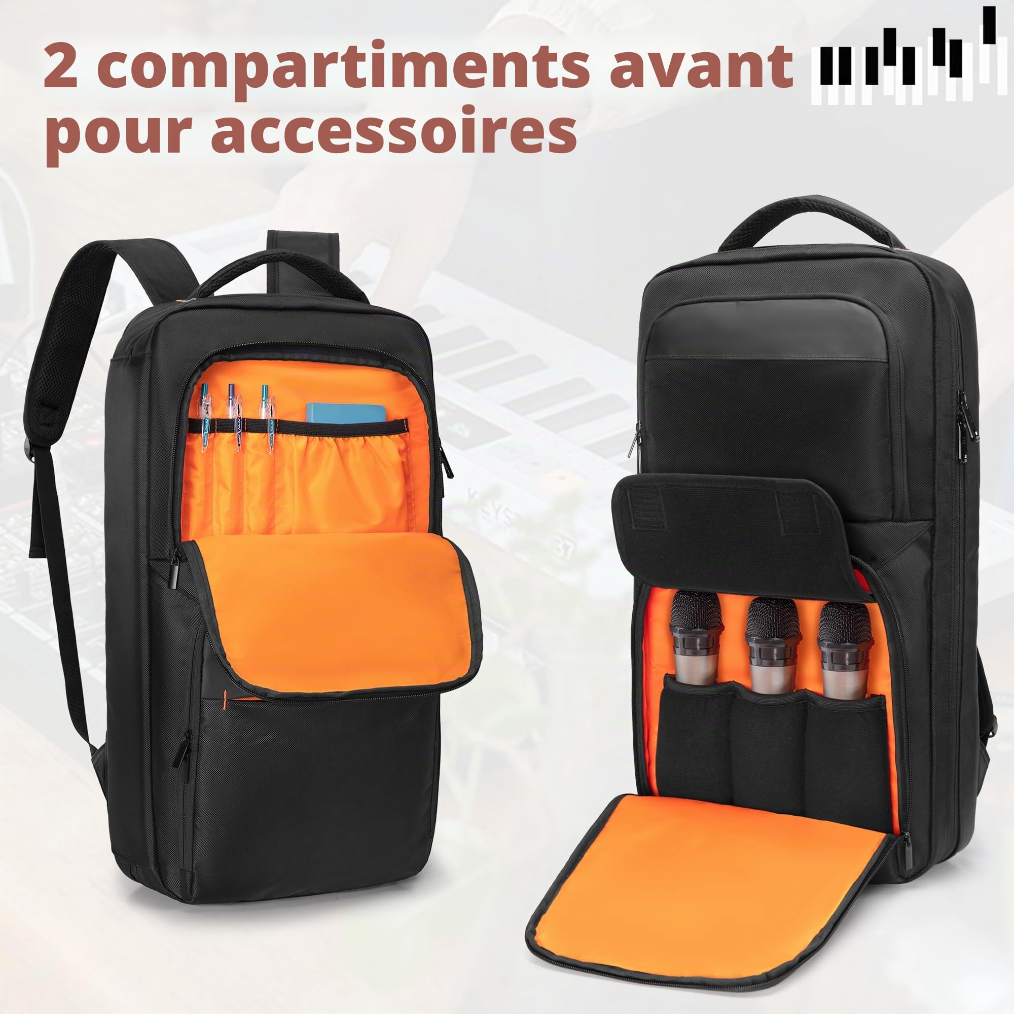 Rexmica Sac à Dos Portable pour Claviers de Piano 37 Touches, 28,5x10x56 cm